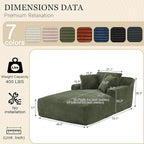 80 Inch Chaise Lounge Chair Indoor, Oversized Corduroy Upholstered Boneless Sofa Bed, Deep Seat Sleeper Couch Reading Chairs, Cloud Sofas Couches for Living Room, No Assembly Required (Olive Green)