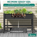 YITAHOME Raised Garden Bed HDPE, 47x18x31 in Raised Planter Box with Legs Poly-Wood Weather-Resistant Elevated Planter Box with Lockable Wheels for Vegetables, Herb Garden Bed, Black