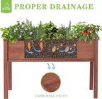 Raised Garden Bed with Legs, 48x24x30'', Outdoor Wood Elevated Planter Box, Thick Legs, w/Liner