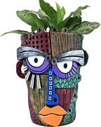 Abstract Face Planter Pots for Plants,Hand-Painted Colorful Flower Pots with Drainage, Indoor Outdoor Garden Decor Gift(Classic,Small)