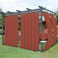 Easy-Going Outdoor Patio Curtains Detachable Tab Top Windproof Weatherproof Curtain for Cabana, Porch, Pergola and Gazebo, Tab Bottom Drape, 2 Panels, 54W x 96L inch, Terra Red