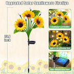 Sunflower Solar Lights Outdoor Garden Decor,Upgraded 4 Pack Solar Sunflowers with Firefly Lights Waterproof,Gifts for Mom Women Grandma,Garden Decor for Outside Yard Patio Pathway Lawn