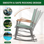Shintenchi 2 Pcs Outdoor Rocking Chairs Set,Upgraded High Back Patio Rocking Chairs Set,Breathable Textilene Fabric Rocking Chair for Porch,Patio,Garden,Balcony(Green)