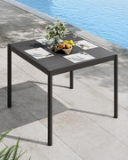 Aluminum Patio Dining Table for 2-4 Person, 34 in x 36 in Rectangle Outdoor Dining Table With Aluminum Tabletop and Metal Frame for Deck Garden Lawn Backyard, Black