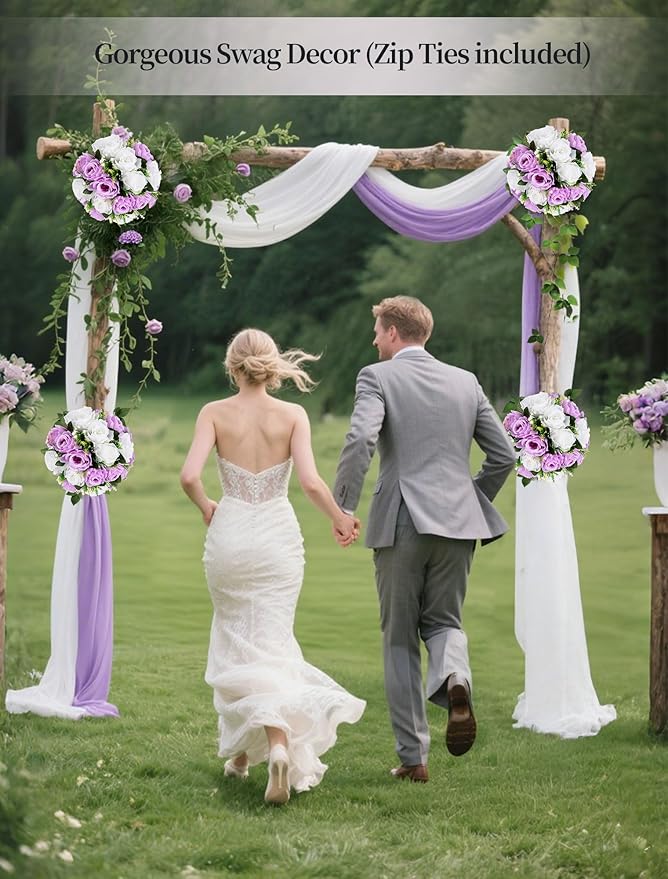 Artificial Flower Balls in Lilac and White Silk Roses for Centerpieces