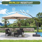 Aoxun 11 FT Cantilever Umbrella with Base Included, Patio Large Aluminum Offset Umbrella Windproof with 360°Rotation, Heavy Duty Frame for Outdoor, Pool, Deck and Garden
