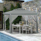 ECOTOUGE 11FT Pop Up Gazebo, Canopy Tent with Mosquito Netting,Instant Shelte Gazebo w/Carrying Roller Bag Waterproof and UV Resistant Canopy Tent for Grill, Garden and Backyard(Dark Grey)