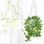 YIBOT Macrame Plant Hanger Indoor Set of 2 with 2 S Hooks, Indoor Outdoor Hanging Planter for Plants Holder with Decorative No Tassels, Boho Home Decor, 35 Inch, Ivory (Pots Not Included)