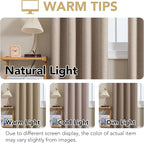 H.VERSAILTEX Linen Curtains 100% Blackout Curtains for Bedroom 84 inch Long Full Light Blocking Nature Linen Blended Window Curtains for Living Room Nickel Grommet (2 Panels, Heathered Sand)