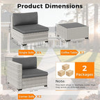6-Piece Outdoor Patio Furniture Set, All-Weather Wicker Sectional Sofa with Deep Seating 4” Cushions, Heavy-Duty Steel Frame, Modular Rattan Couch for Backyard, Deck & Garden, Black