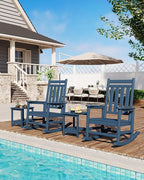 GarveeLife Adirondack Outdoor Side Table 18 x 15 in, HDPE 2-Tier Patio Side Tables for Outside, All-Weather End Table for Patio Pool Deck Indoor Backyard, Navy Blue-2Pcs