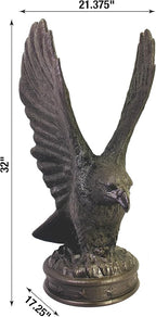 EMSCO Group Freedom Eagle Statue 32in Outdoor Garden Decor, Natural Bronze Finish, Weather-Resistant Resin