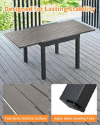 5 Pieces Outdoor Dining Set, Never-Rust Aluminum Expandable Patio Dining Table Set, 32"-65" Extendable Patio Table and Stackable Textilene Dining Chairs for Backyard, Deck, Indoor, Limed Oak
