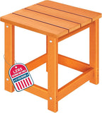 LZRS Adirondack Square Outdoor Side Table for Patio, Pool Composite Patio Table,HDPE End Tables for Backyard,Pool, Indoor Companion, Easy Maintenance & Weather Resistant(Orange)
