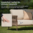 East Oak 5-Piece Patio Furniture Set | Life Chatter 5-Seat Outdoor Furniture | Deep Seating & Two Coffee Tables | Waterproof Extra-Thick Cushions | Porch, Balcony & Backyard | Chestnut & Apricot