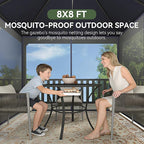 Aoxun Outdoor Gazebo for Patio 8x8 Metal Frame Canopy with Double Roofs Heavy Duty Party Tent and Shelter with Mosquito Netting and Privacy Screen for Backyard, Lawn, Garden, Deck (Navy Blue)