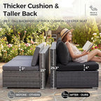 NICESOUL 11 Piece Modern L Shaped Outdoor Sofa Set, 29.3'' High Back Comfy Big Size Wicker Patio Modular Sectional with Table & Ottoman, Rattan Conversation Furniture, 2 Color Cushion Black & Gray