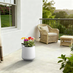 Kante 11.6" Dia Round Concrete Planter, Outdoor Indoor Large Plant Pots Containers with Drainage Hole and Rubber Plug for Home Garden Patio, Pure White