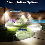 T-SUNUS Christmas Solar Powered LED Spot Light White 6000K, Separated Panel with 9.8ft Cable IP65 Waterproof Spotlights Outdoor Landscape Garden Lights for Flag Patio Yard Driveway Halloween 2 Pack