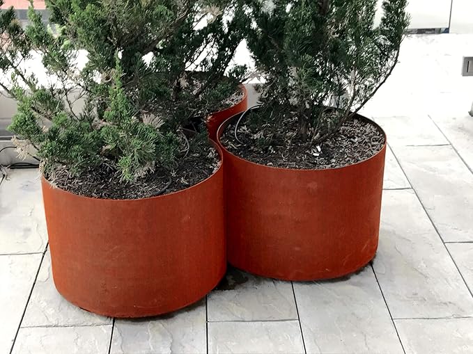 Plantercraft Large Round Planters for Outdoor Plants 36 Inch Tall Corten Steel Planters | Modern Metal Column Planter for Entryway, Patio & Garden Decor