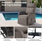 Belord 5 Piece Wicker Patio Furniture Set with 30" Propane Fire Pit Table, Outdoor Swivel Recliner Chairs with Adjustable Backrest & Footrest for Patio Conversation and Backyard Gathering