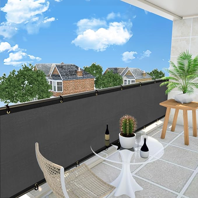 UPGRADE Privacy Fence Screen 3'x28' Dark Grey Outdoor 90% Visibility Blockage 170 GSM Mesh Shade Cover Panels for Backyard,Balcony,Home Decoration with Zip Ties,Customized Avaliable