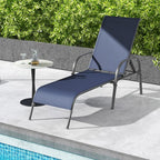 Giantex 2 Pack Patio Lounge Chair, Outdoor Chaise Lounge with 5 Adjustable Backrest, Sturdy Steel Frame, Sunbathing Recliner, Beach Chair, Tanning Chair for Outside, Yard, Balcony, Pool Chairs, Navy
