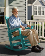 SERWALL HDPE Outdoor Rocking Chair Set of 6, Patio Rocking Chairs for Adults, All Weather Outdoor Rockers for Lawn, Aruba