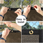 UPGRADE Privacy Screen 3' x 16' Fence Commercial Shade Cover with Brass Grommets Heavy Duty Perfect for Outdoor Back Yard, Brown, Customizable