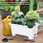 Self-Watering Rectangle Planter Boxes 8-Pack, 15.7-Inch Window Box Planter with Drainage Holes & Trays, Pots for Vegetables, Herbs, Flowers, Garden Windowsill Balcony (White)