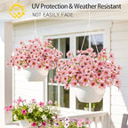 MACTING Artificial Flowers for Outdoors 6 Bundles UV Resistant Fake Flowers No Fade Faux Plastic Flowers for Hanging Planters Window Patio Porch Yard Garden Indoor Outside Spring Decoration,Pink