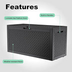 ROJIK Outdoor Storage Housing Deck Box - Waterproof Patio Furniture, Garden Tools, Cushions, Pool Accessories Storage Bench with Lockable Lid and Side Handles (Black,125 Gal)