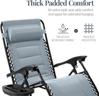 Best Choice Products Oversized Padded Zero Gravity Chair, Folding Outdoor Patio Recliner, XL Anti Gravity Lounger for Backyard w/Headrest, Cup Holder, Side Tray, Polyester Mesh - Breeze Blue