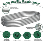 2PCS 8x4x1FT Galvanized Raised Garden Bed Kit,Vegetable Boxes-Oval Metal Flower Box,Large Planter Raised Beds Outdoor Garden for Planting,Fruit,Herb-Silver