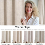 H.VERSAILTEX Linen Curtains 100% Blackout Curtains for Bedroom 90 inch Long Full Light Blocking Nature Linen Blended Window Curtains for Living Room Nickel Grommet (2 Panels, Natural)