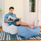Jaxx Leon Outdoor Bean Bag Ottoman, Ocean Blue