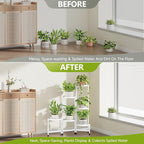 6 Tier Plant Stand Indoor, Tiered Plant Stand Outdoor for Multiple Plants, Corner Plant Shelf for Patio Balcony Porch Garden Living Room House,White