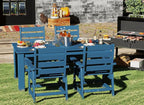GREENVINES Outdoor Dining Table | 67’’ | HDPE | Rectangle Tables for 6 | All-Weather | Umbrella Hole | Patio Furniture | for Poolside Backyard Garden | Blue