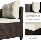 Wisteria Lane Small Patio Furniture Set, All-Weather Wicker Outdoor Sectional with Cushions, L Shape Outdoor Couch with Storage Table, 3 Piece PE Rattan Patio Furniture for Balcony, Beige