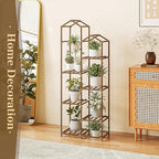 Bamworld Tall Plant Stand Indoor Outdoor Corner Plant Shelf Hanging Plant Holder Wood Flower Stand Plant Decor for Living Room Garden Balcony Patio