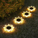 Roaming Acrylic Petal Bury Light 3-Pack Suitable for Gardens, Courtyards, Terraces, Corridors, Alleys, and Pedestrian Walkways (Sunflower)
