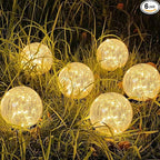 Solar Garden Lights Outdoor Waterproof, 6 Pack LEDs Cracked Glass Ball Light, Ground Landscape Garden Decor, Solar Globe Decorative for Pathway/Patio/Lawn/Yard, 3.9"