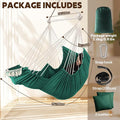 Hammock Chair in Dark Green with Foot Rest, 500 lb Max Load, Side Pocket
