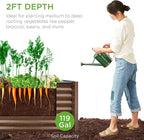 Best Choice Products 4x2x2ft Outdoor Metal Raised Garden Bed, Deep Root Box Planter for Vegetables, Flowers, Herbs, 119 Gallon Capacity, 100% Non Toxic Materials - Dark Brown Wood Grain