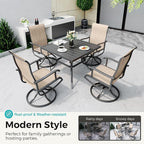 Pamapic Textilene Outdoor Dining Chair 1 Piece, Perfect for Garden, Backyard, Poolside, Patio, Beige