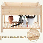 Yaheetech 47x23x32in Wooden Raised Garden Bed with Legs & Storage Shelf Horticulture Wooden Elevated Planter Box Vegetable Growing Bed for Flower/Herb/Backyard/Patio