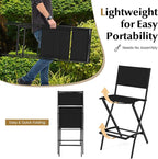 Patio Bar Chairs Set of 4, Black Folding Stools with Metal Frame