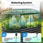 Quictent Galvanized Raised Garden Bed Kit with Self Watering System and Mesh Cover, Large Oval Metal Outdoor Planter Garden Boxes for Vegetables Herbs Flowers, 6x3x2Ft