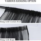 Extra Wide Outdoor Curtains Waterproof Black Voile Mesh Screen Lightweight Privacy Bug Netting for Patio Porch Balcony Pergola Terrace, W125 x L98 inch per Panel, 2 Panels