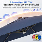 HOMSHADE 10 ft Square Cantilever Patio Umbrella with Base Included, Solar Lights Large Umbrella Outdoor Patio with 360°Rotation&Tilting, LED Lighted Offset Umbrellas w/Stand for Pool Deck